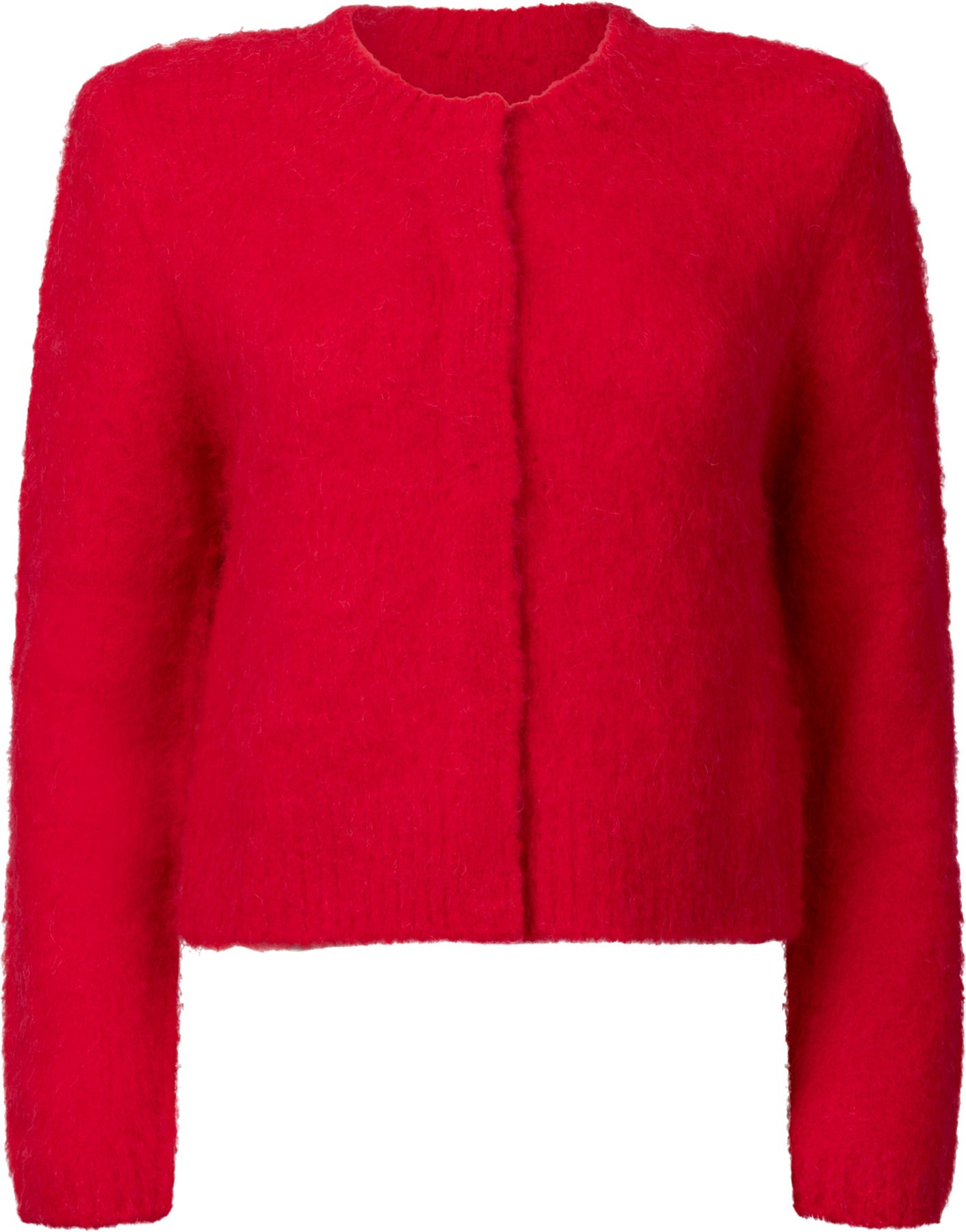 Hairy Knit Jacket - Red