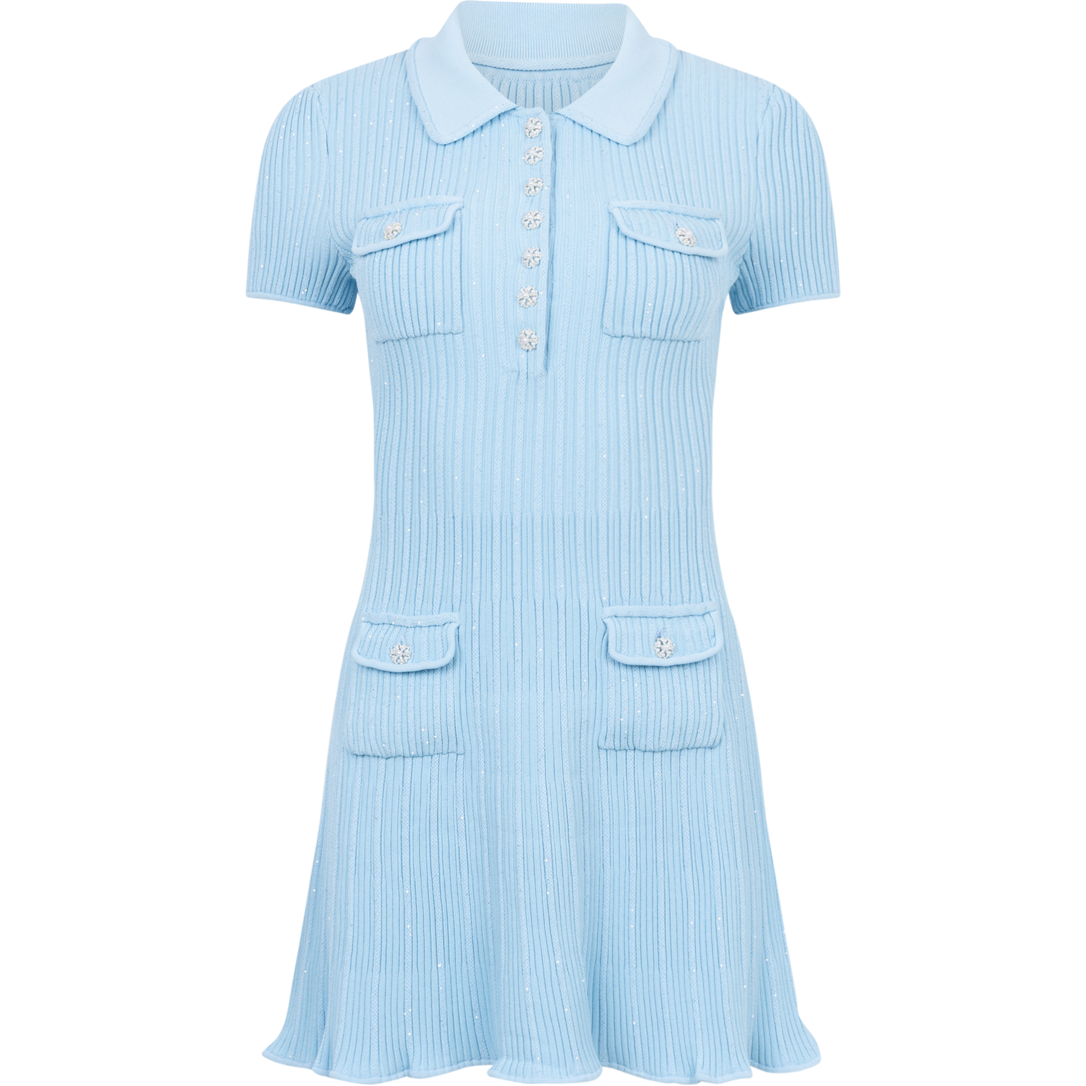 Sequin Knit Mini Dress - Blue