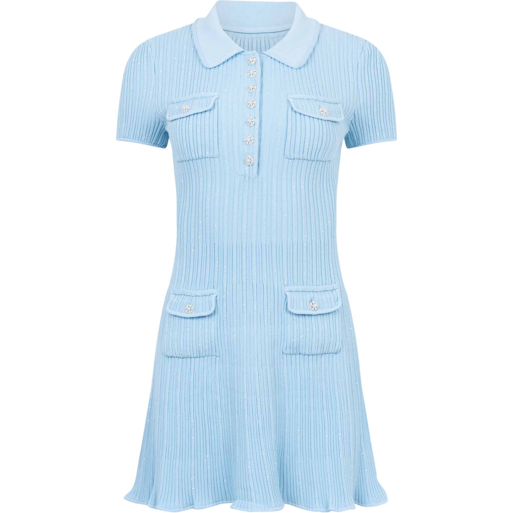 Sequin Knit Mini Dress - Blue