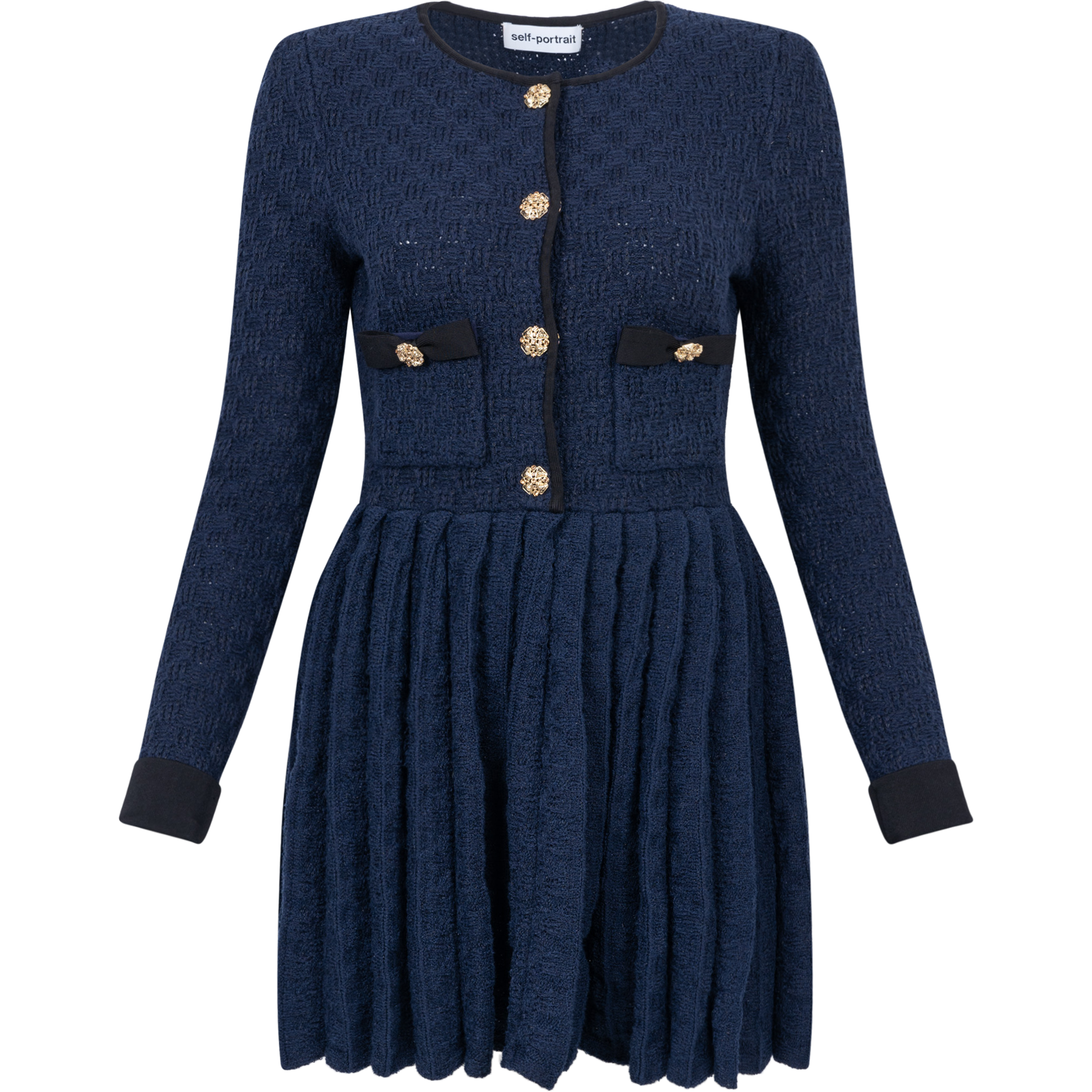Weave Knit Mini Dress - Navy