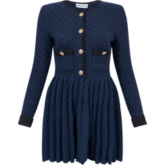 Weave Knit Mini Dress - Navy