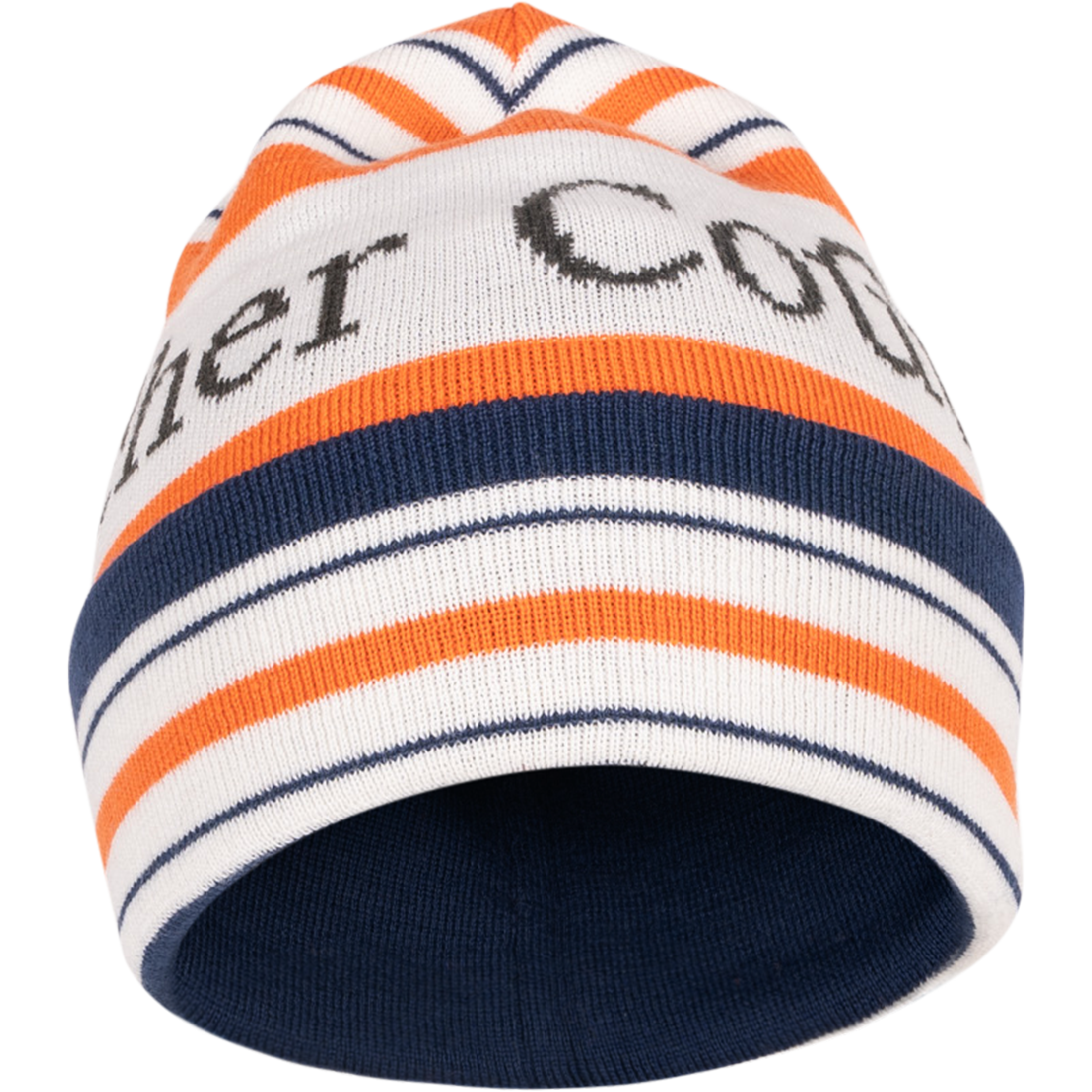 Knitting Beanie Merinowool - Orange/ Navy/ White