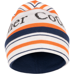 Knitting Beanie Merinowool - Orange/ Navy/ White