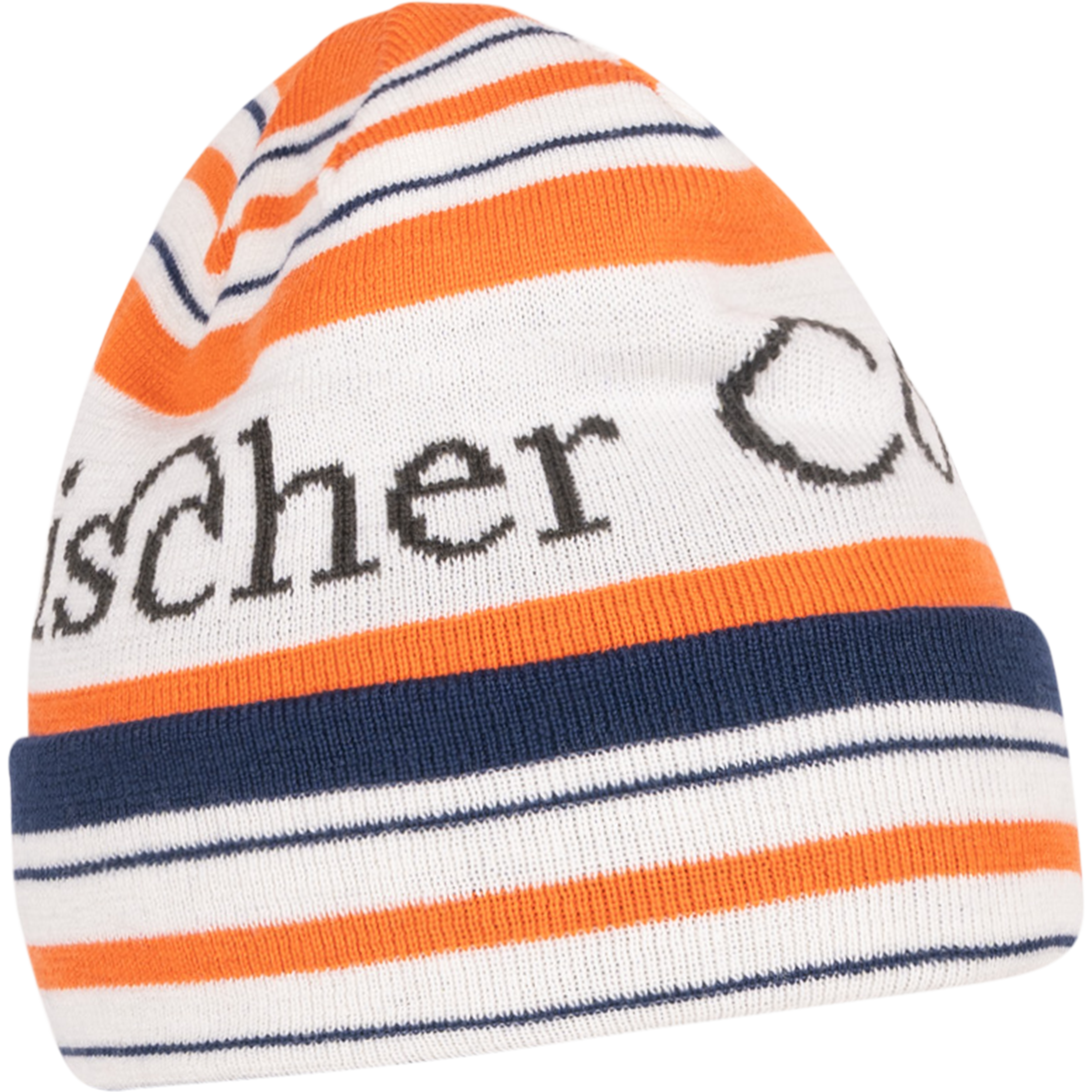 Knitting Beanie Merinowool - Orange/ Navy/ White