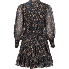 Gertrude Gold Botanical Dress - Black