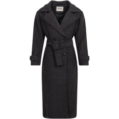 Edith Herringbone Coat - Black
