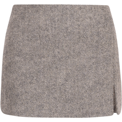 Lea Herringbone Mini Skirt - Light Grey