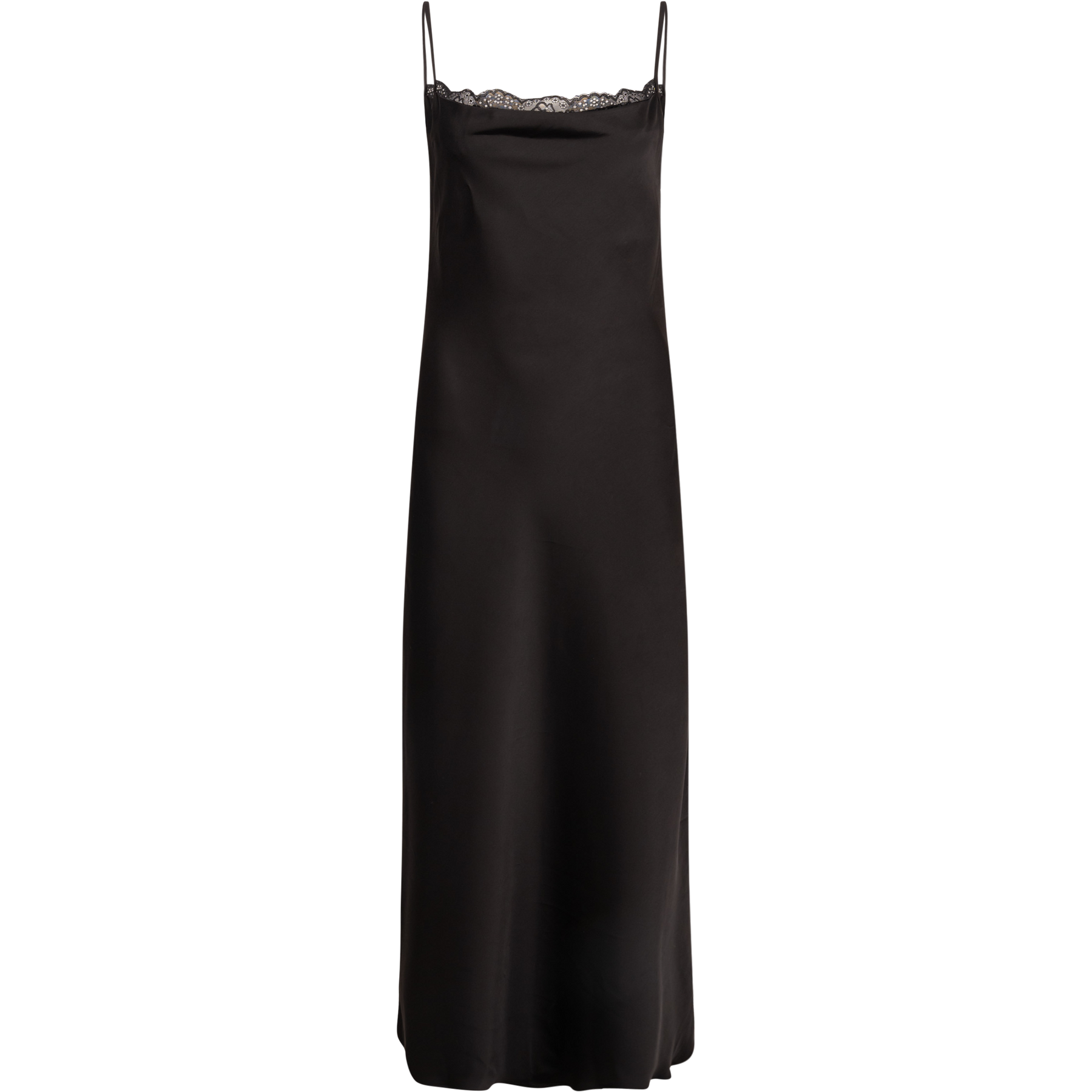 Lou Satin Slip Dress - Black