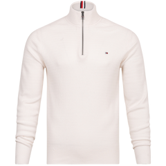 Interlaced Structure Zip Mock - Weathered White