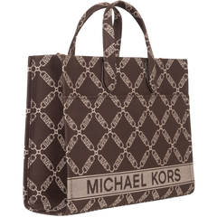 Gigi Large Empire Logo Jacquard Tote Bag - Choc/Multi