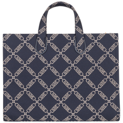 Gigi Large Empire Logo Jacquard Tote Bag - Navy/Multi