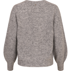 Thora V-Neck Knit Cardigan - Grey Melange