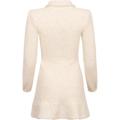 Sequin Knit Pearl Mini Dress - Cream
