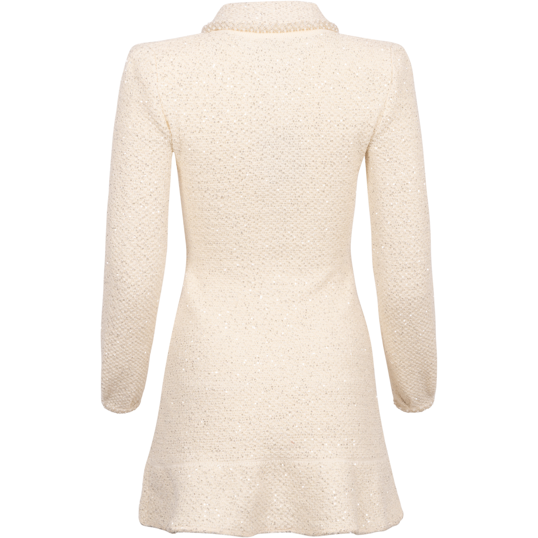 cream sequin knit pearl mini dress Cream Metallic Knit Pearl Accent Mini Dress