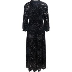 Lina Velvet Burnout Long Dress - Black