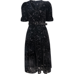 Mia Velvet Burnout Dress - Black