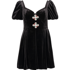 Velvet Sweetheart Mini Dress - Black