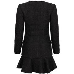 Boucle V-Neck Mini Dress - Black