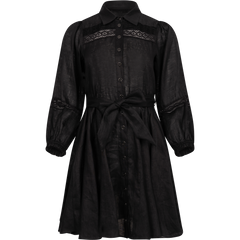 Florina Solid Linen Dress - Black