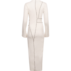 Rib Patchwork Dress - Off-White