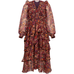 Jeanne Tiered Skirt Dress - Gold