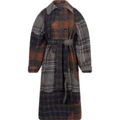 Wool Trench Coat - Dark Patchwork Check