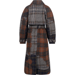 Wool Trench Coat - Dark Patchwork Check