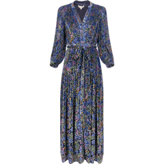 Heloise Long Dress Silk-Vis - Blue