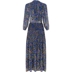 Heloise Long Dress Silk-Vis - Blue