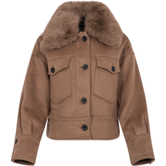 Charlie Jacket - Faux Fur - Wool Brown