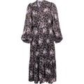 Crépe Satin Midi Dress - Night Flowers