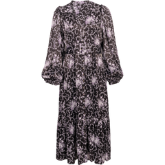 Crépe Satin Midi Dress - Night Flowers