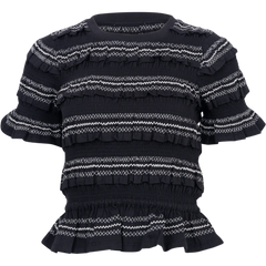 Mable Cambric S/Slv Smocked Top - Black