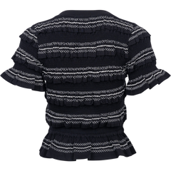Mable Cambric S/Slv Smocked Top - Black
