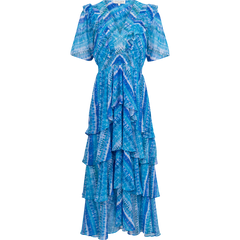 Caroline Dress Tiered Skirt - Teal