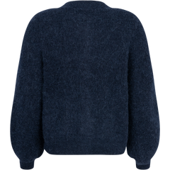 Sia Ras Ls Knit Pads Cardigan Ex - Dark Sapphire Melange