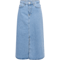 Krista-Gerda Hw Long Denim Maxi Skirt - Light Blue Denim