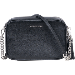 Md Camera Bag Sh Rhodium Leather - Black