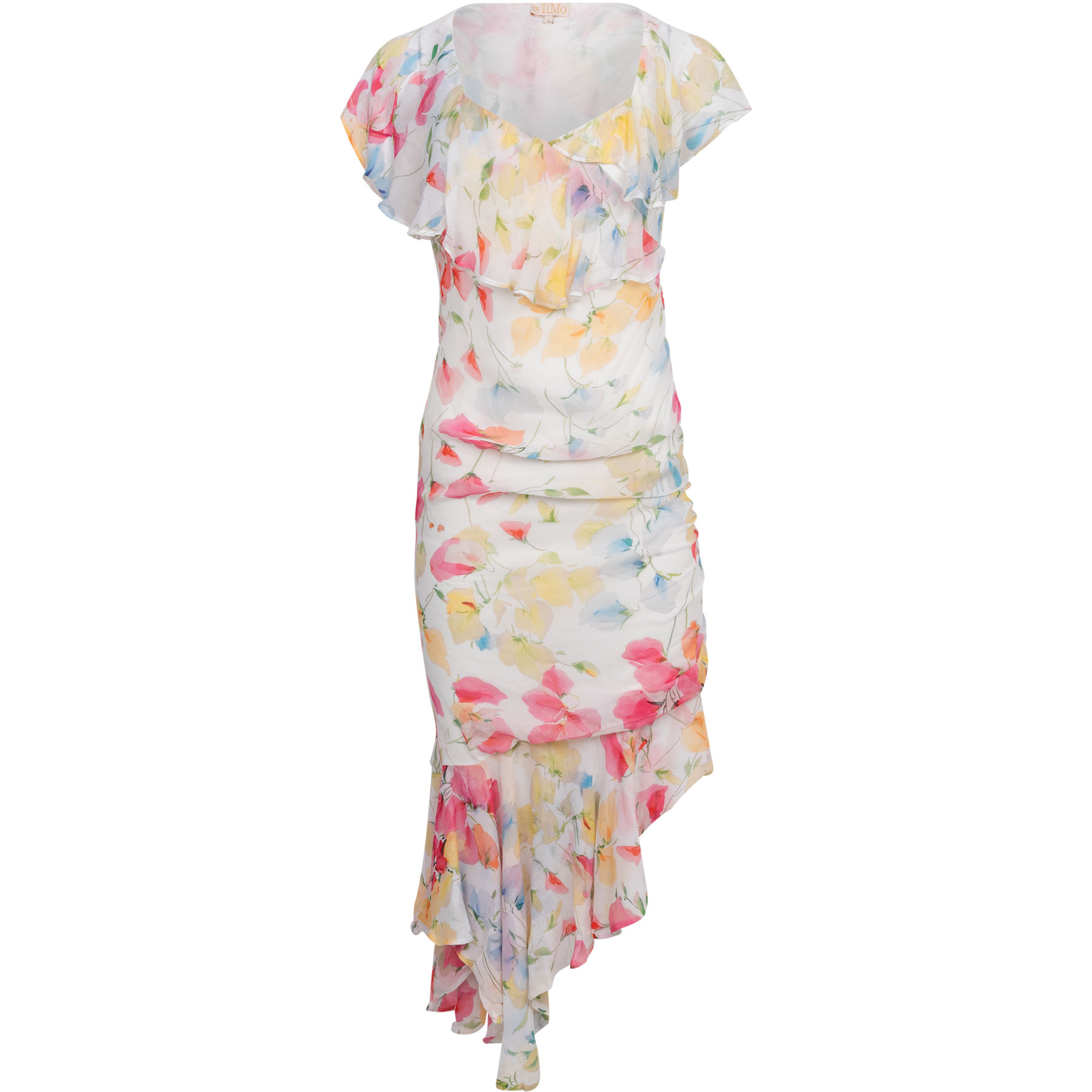 Chiffon Asymmetric Dress - Wildflowers