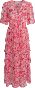 Kallie Dress W Tiered Skirt - Pink