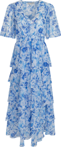 Kallie Dress W Tiered Skirt - Blue