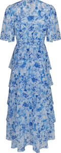 Kallie Dress W Tiered Skirt - Blue