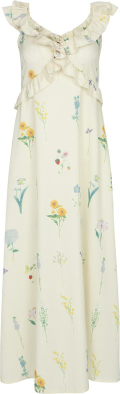 Melbaic Dress - Off White Flower Print