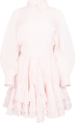 Short Ranch Frill Dress - Light Pink