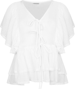 Frill Bow Top - Offwhite
