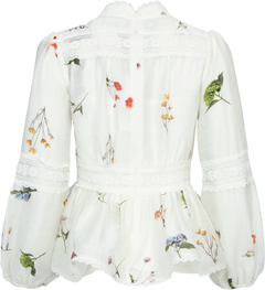 Aliah Garden Blouse - White Garden