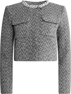 Herringbone Embellished Jacket - Black