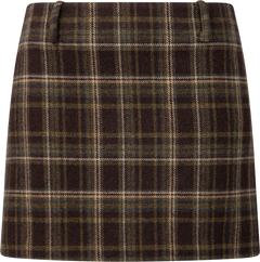Jennifer Wool Checked Mini Skirt - Dark Brown