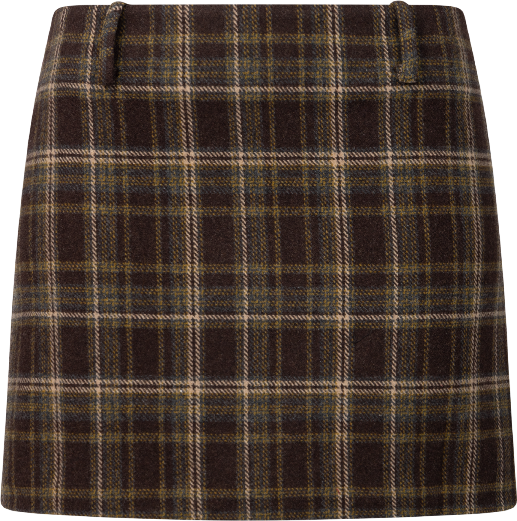 Jennifer Wool Checked Mini Skirt - Dark Brown