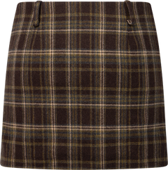 Jennifer Wool Checked Mini Skirt - Dark Brown